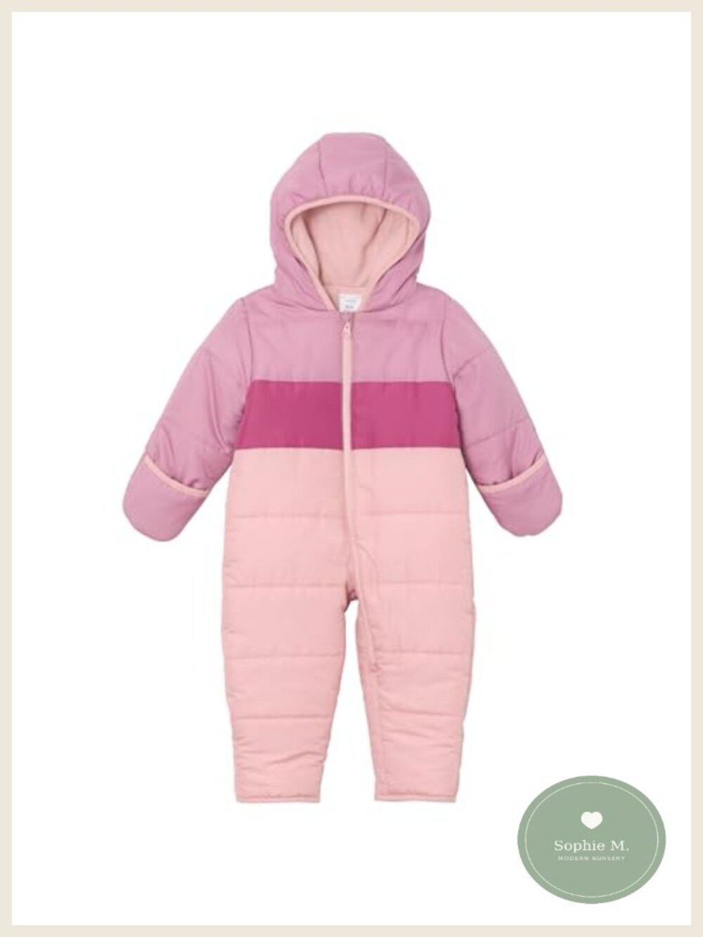 Baby Insulated Puffer Snowsuit with Fleece Lining, Zipper, Convertible Mittens